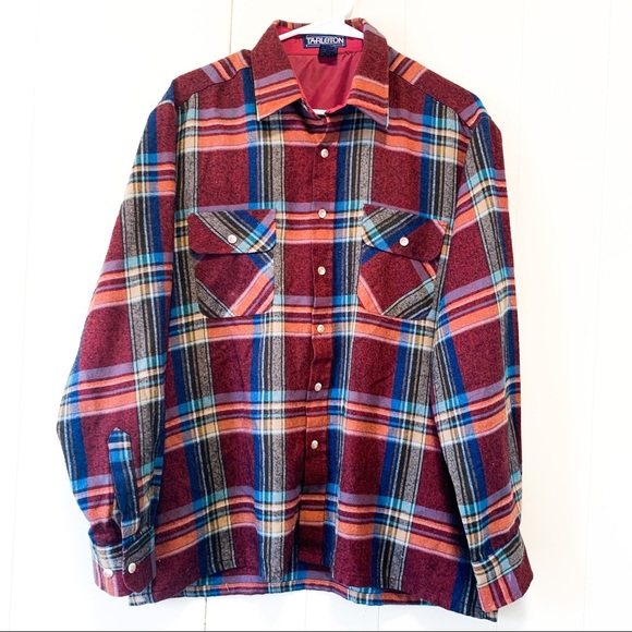 Tarleton Plaid Flannel Button Down Shirt Large - Picture 1 of 3